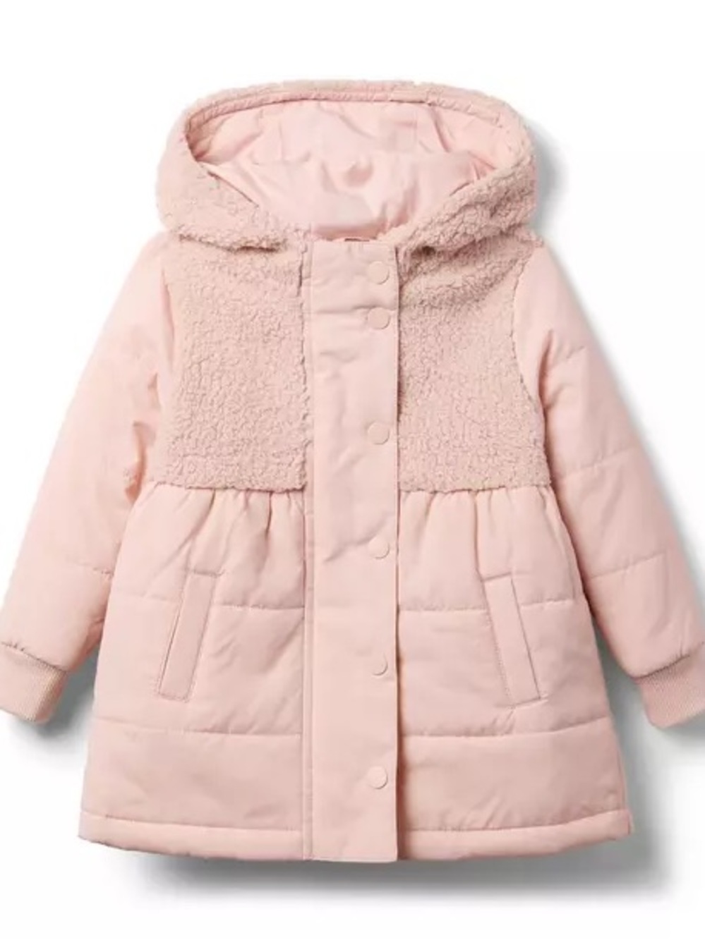 Janie and Jack 2T Pink Quilted Sherpa Hooded Puffer Coat